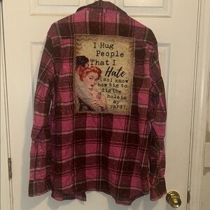 Angry Minnow Pink Plaid Flannel Shirt